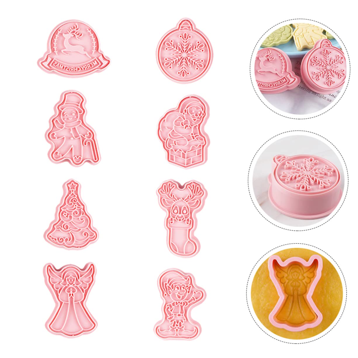 MAGICLULU 5 Juegos Molde De Galletas Navidad Prensa De Galletas Navideñas Sellos De Galletas Para Fondant Equipo Estampadora De Galletas Navideñas Azúcar Rosa Páginas 8 Uds * 5