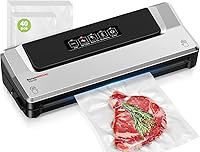 Bonsenkitchen Vacuum Sealer Machine with 40 Bags - Compact Food Sealer, 4 Modes, External Vacuum, Sous Vide Ready, Silver