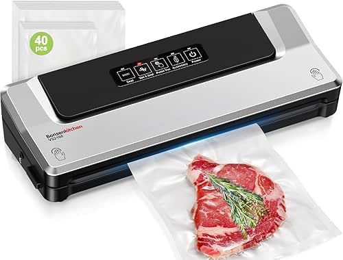 Bonsenkitchen Vacuum Sealer Machine with 40 Bags | Compact Food