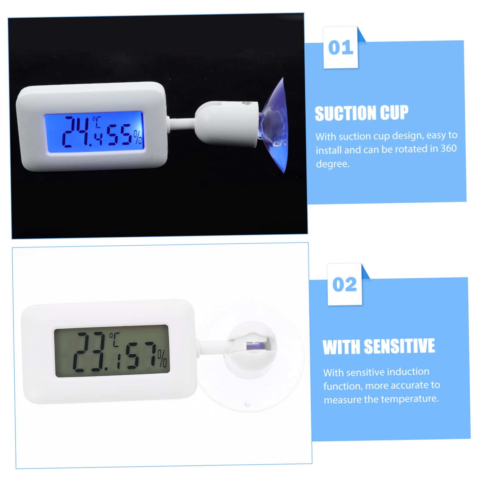Toddmomy 4piezas Digital Rotatorio Para Terrarios De Reptiles Medidor De Temperatura y Humedad Ventosa Compatible Dragones Barbados y Otros Reptiles Precisión Mejorada Para Acuarios y