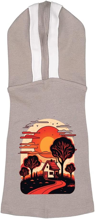 Sun Print Dog Shirt with Hoodie - Illustration Dog Hoodie - Art Dog Clothing - Black White, M