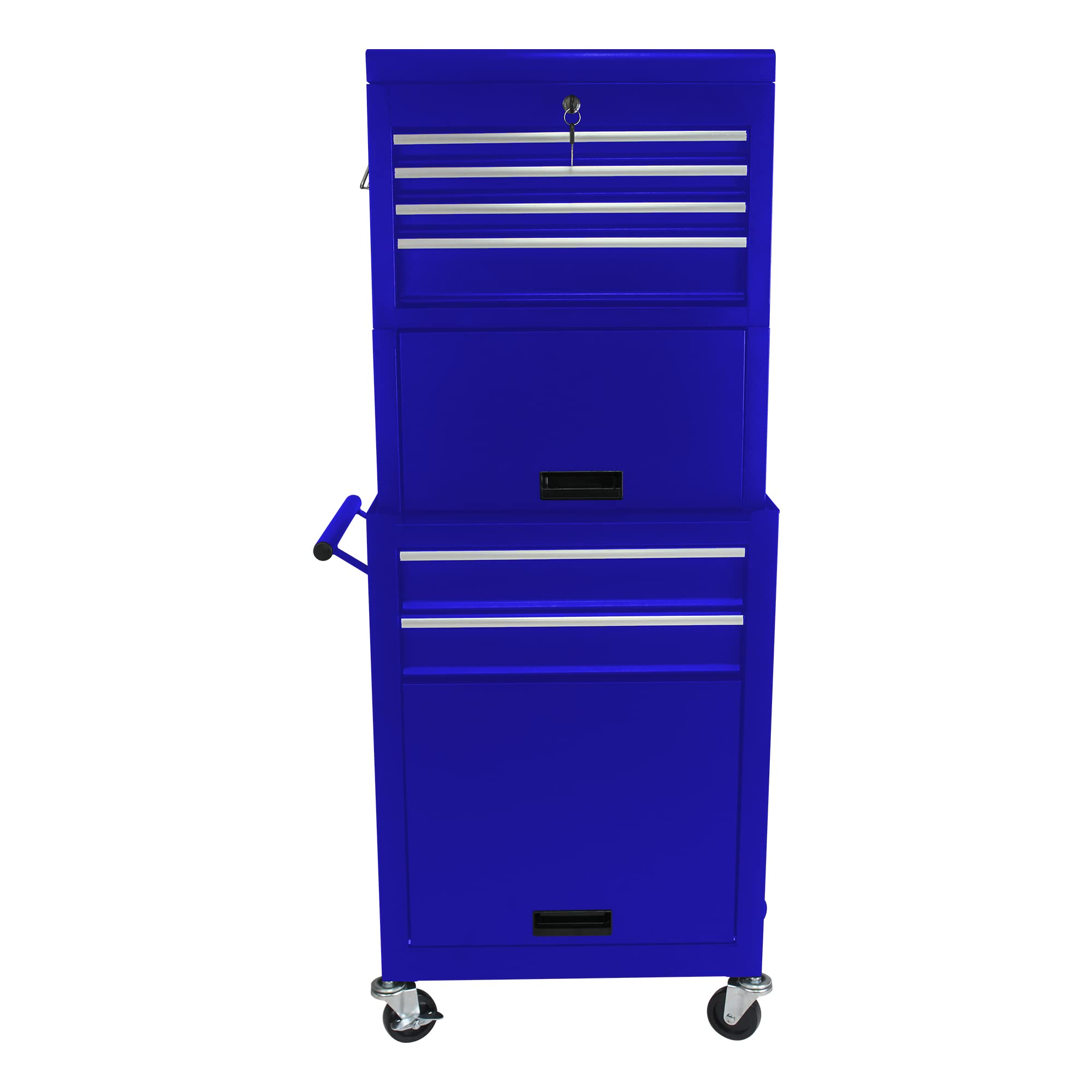 Generisch Carrello portautensili con 6 cassetti con contenitore arrotolabile bloccabile, 4 ruote universali (2 frenate) e pannello sospeso – organizzatore blu 2 in 1 per garage/officina