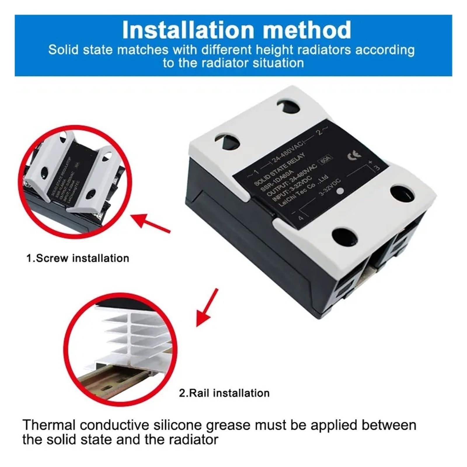 Przekaźnik półprzewodnikowy SSR Solid State Relais DC ZU AC AC do AC DC do DC Jednofazowy przekaźnik sterujący 10A 25A 40A 60A 80A 100A 120A 200A 240A (AC-AC, 120A)