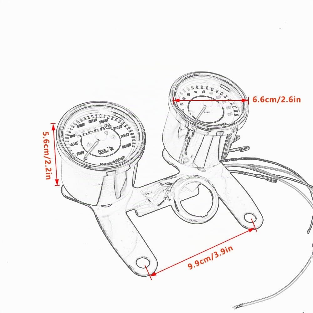 Riloer Compteur de vitesse, tachymètre, odomètre, jauge avec support, rétroéclairage LED pour moto, kit combiné, UniVe*rsal Fit