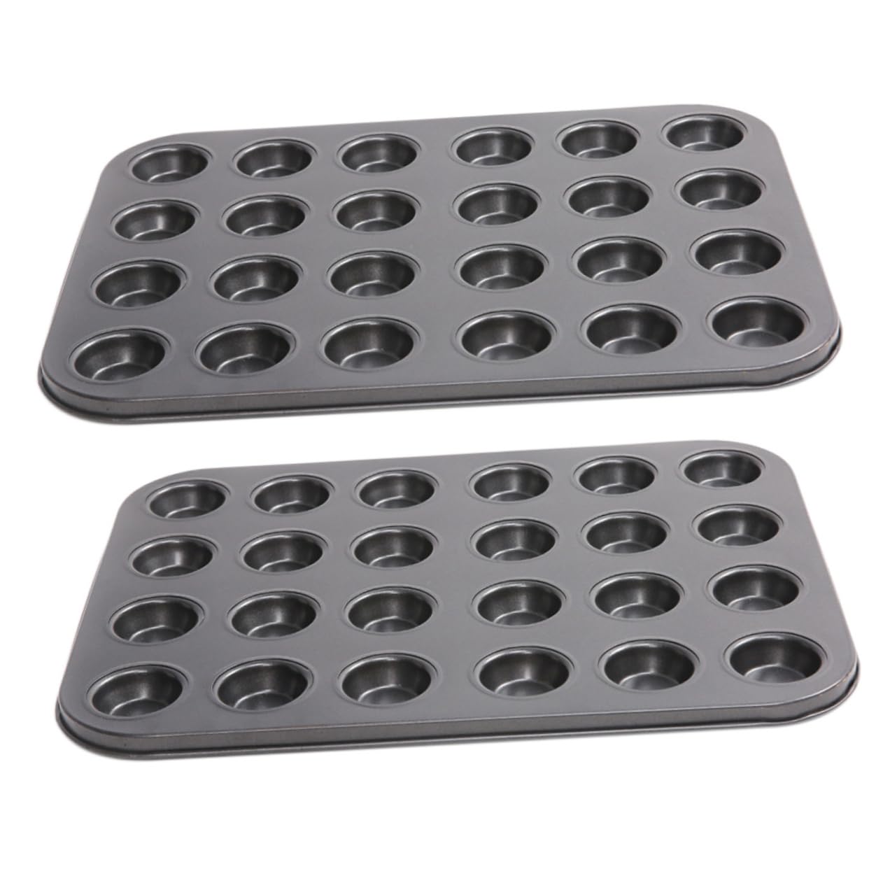 LABRIMP Moldes Antiadherentes para Muffins y Pudín 24 Cavidades Mini, Acero Carbono Revestido, Distribución Uniforme del Calor, Aptos para Repostería Casera, Set 2 Piezas