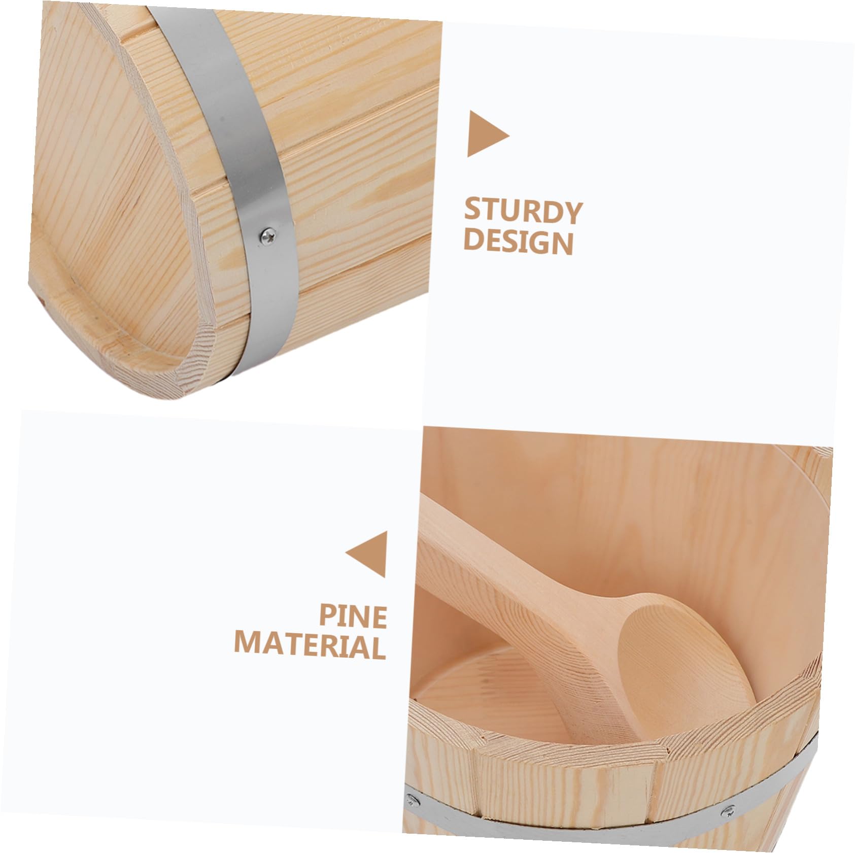 Supvox Saunaeimer Aus Holz Fassungsvermögen Mit Holzschaufel Dampfbadeimer Wasserschöpfer Für Spa-entspannung Badefass Mit Fasslöffelset Für Gartenkelle Und Wasserschöpfer