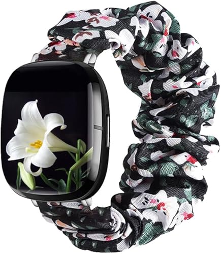 Miniatura 8 de GTHY Compatible con bandas Fitbit SenseVersa 3Versa 4Sense 2, para mujeres y niñas, correas de repuesto de tela de coletero, accesorios, tamaño