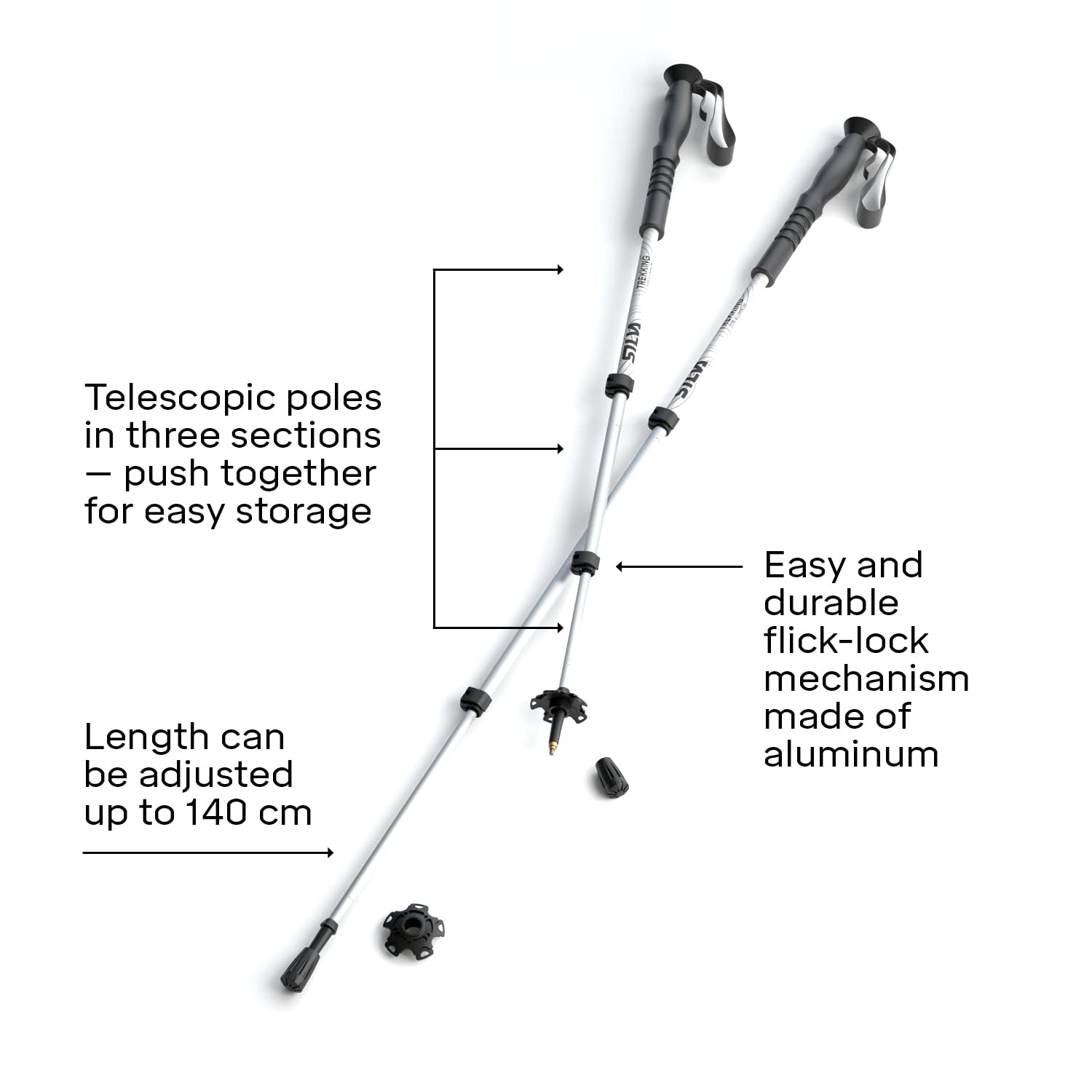 Kijki Trekking Teleskopowe słupy aluminiowe 3 secc. Para SILVA Unisex Dorośli