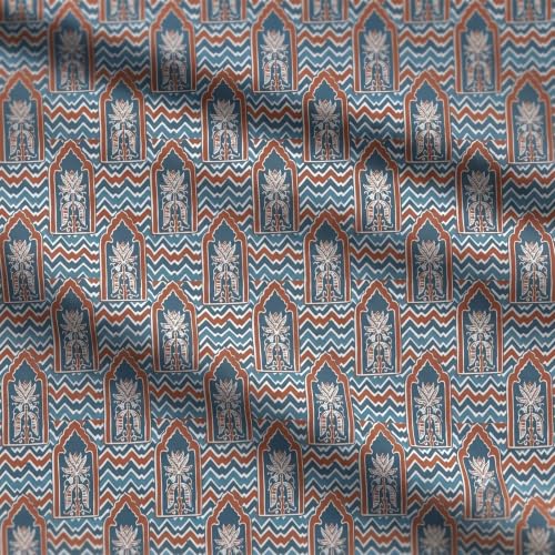 Image of Trance Home Linen 100% Cotton Printed Zippered ONLY Single Size Duvet Cover /Blanket Cover /Quilt Cover | Comforter Cover /Razai Cover | (60 x 92 Inch | Mihrab Blue)