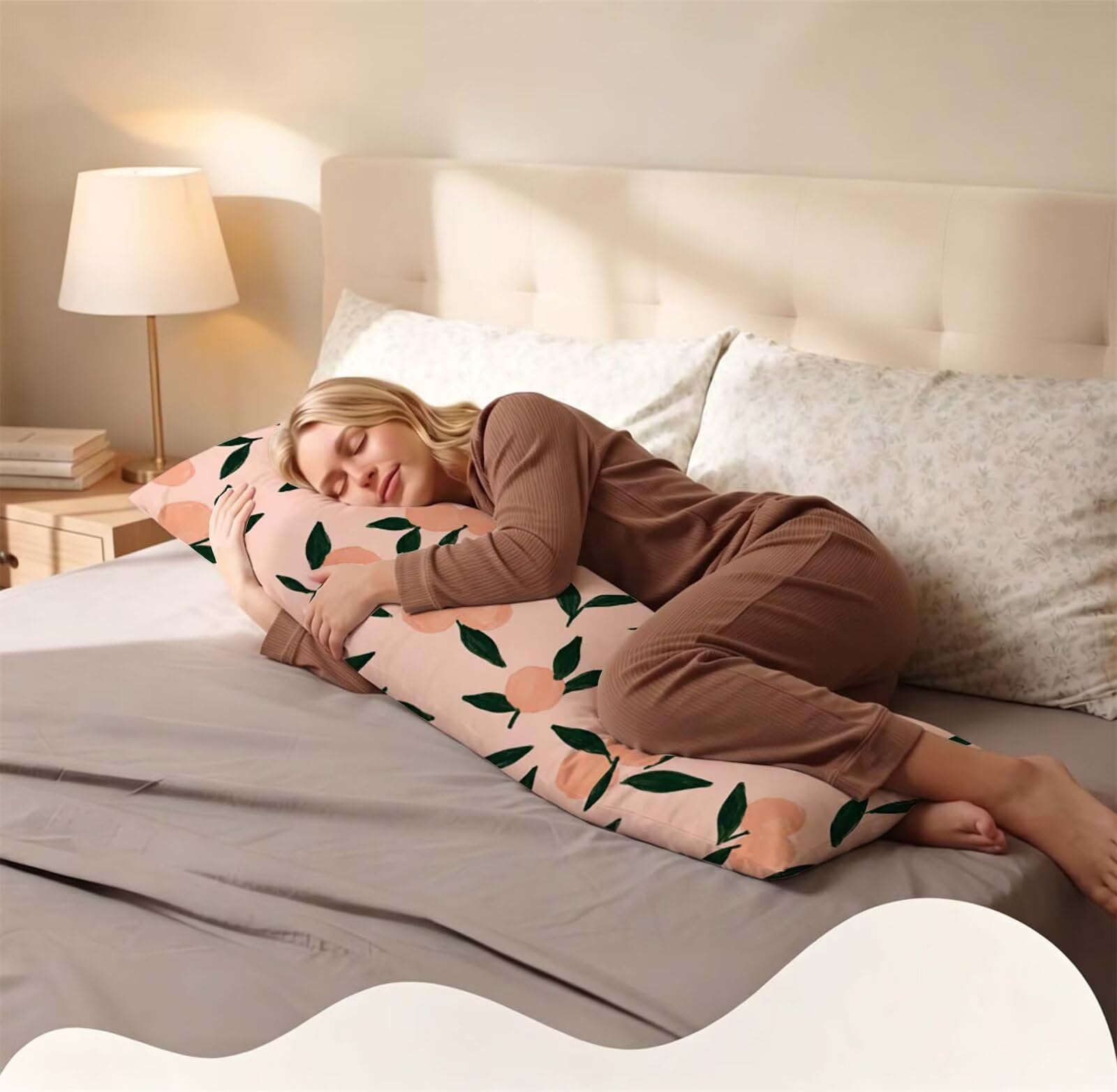 Rosa-36 Federe Cuscino Letto 55 x 160 cm, Grande Cuscini per Divano Lino, | Doppia Faccia Stampa, Frutta Fodera per Cuscino Decorativa, con Cerniera, Cuscino per Dormire Sul Fianco j-162