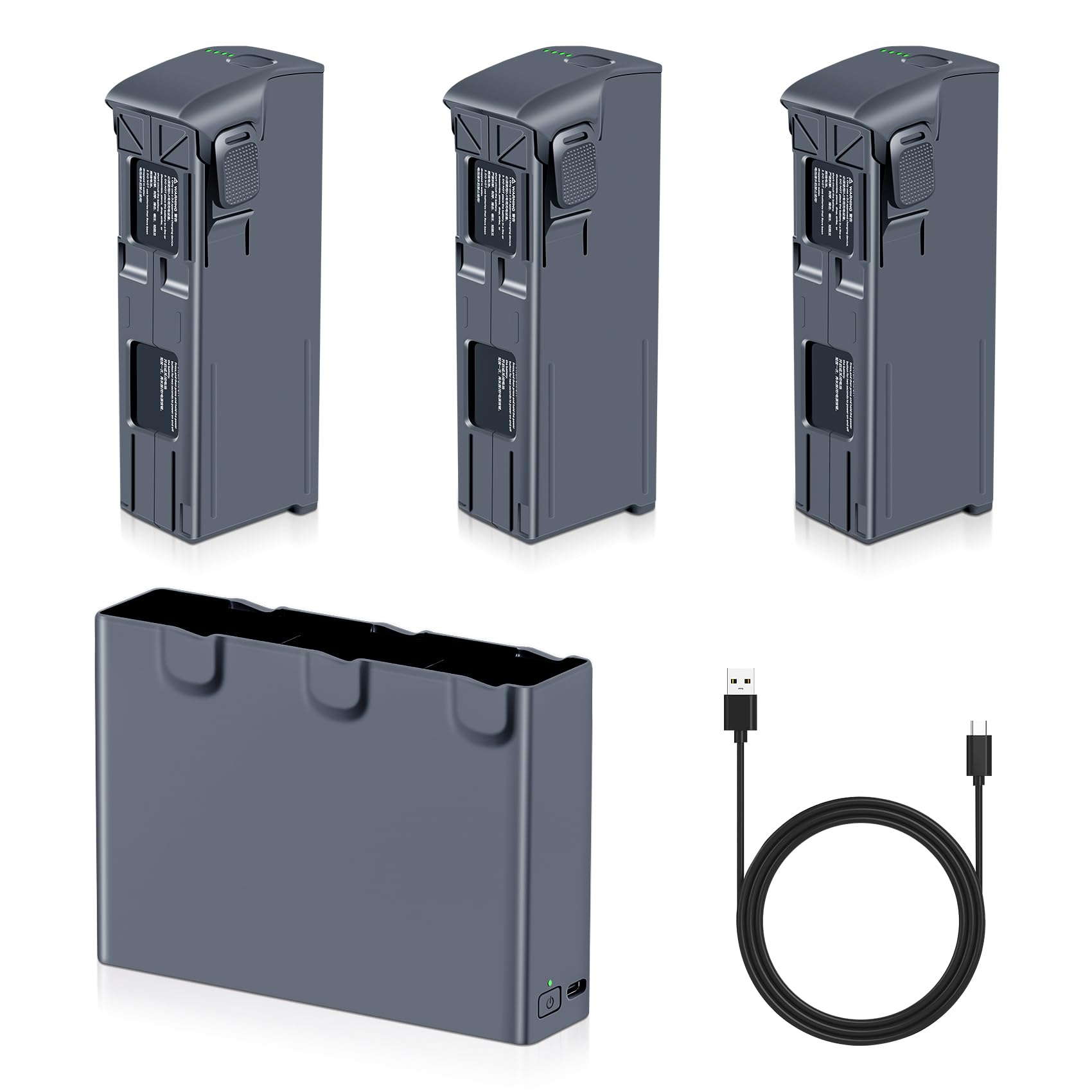 Fantasyo Avata 2 Series Battery 3 Packs 2150mAh and Triple Avata 2 Series Two-Way Charging Hub Kit Compatible with DJI Avata 2 Drone