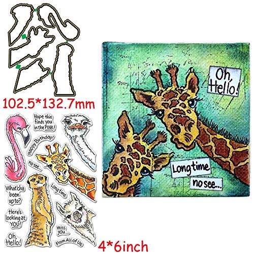 Greetings From Animals Die Cut+Clear Stamp Animals&Phrases Dies Cuts And Stamps For Card Making 2020