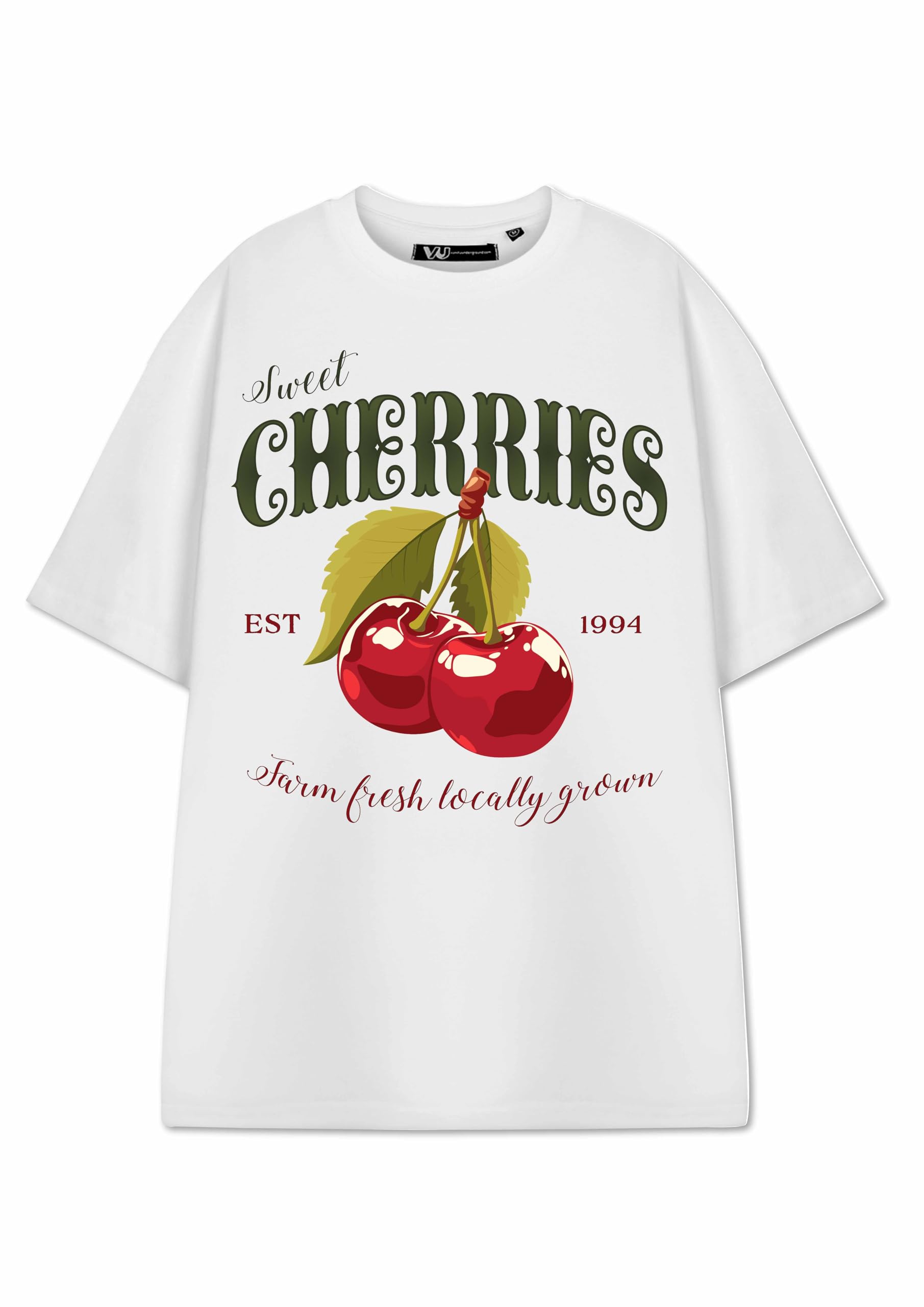 Vanilla Underground Show Me The Merch Womens White Cherries Short Sleeved T-Shirt (Xxx-Large) from B&Q