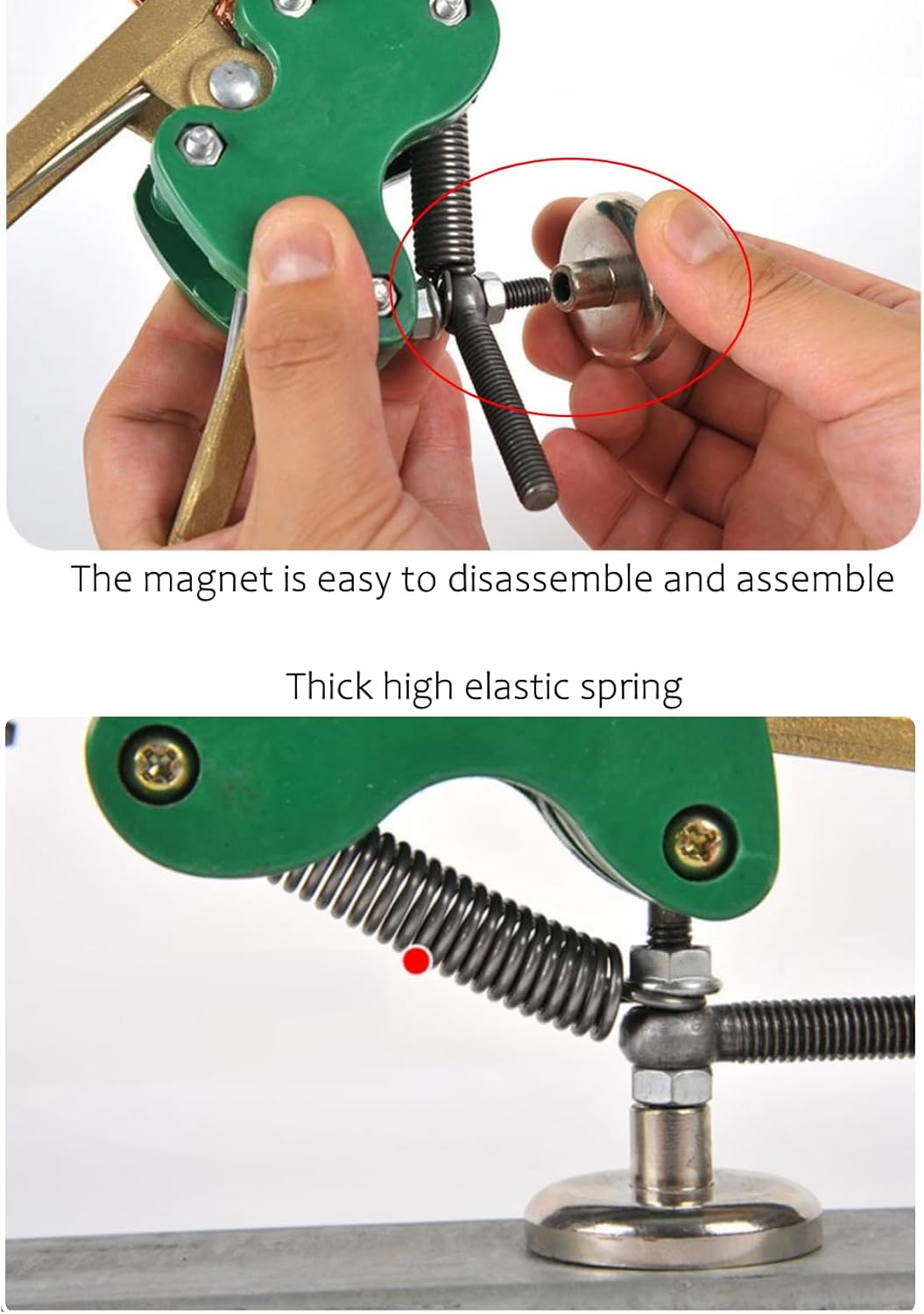 Universal Welding Ground Clamp Magnetic, 500A Brass Welding Ground Earth Clamp for Welding Machine Welding Earth, 66 lb Large Suction Copper Tail Welder Stability Clamps