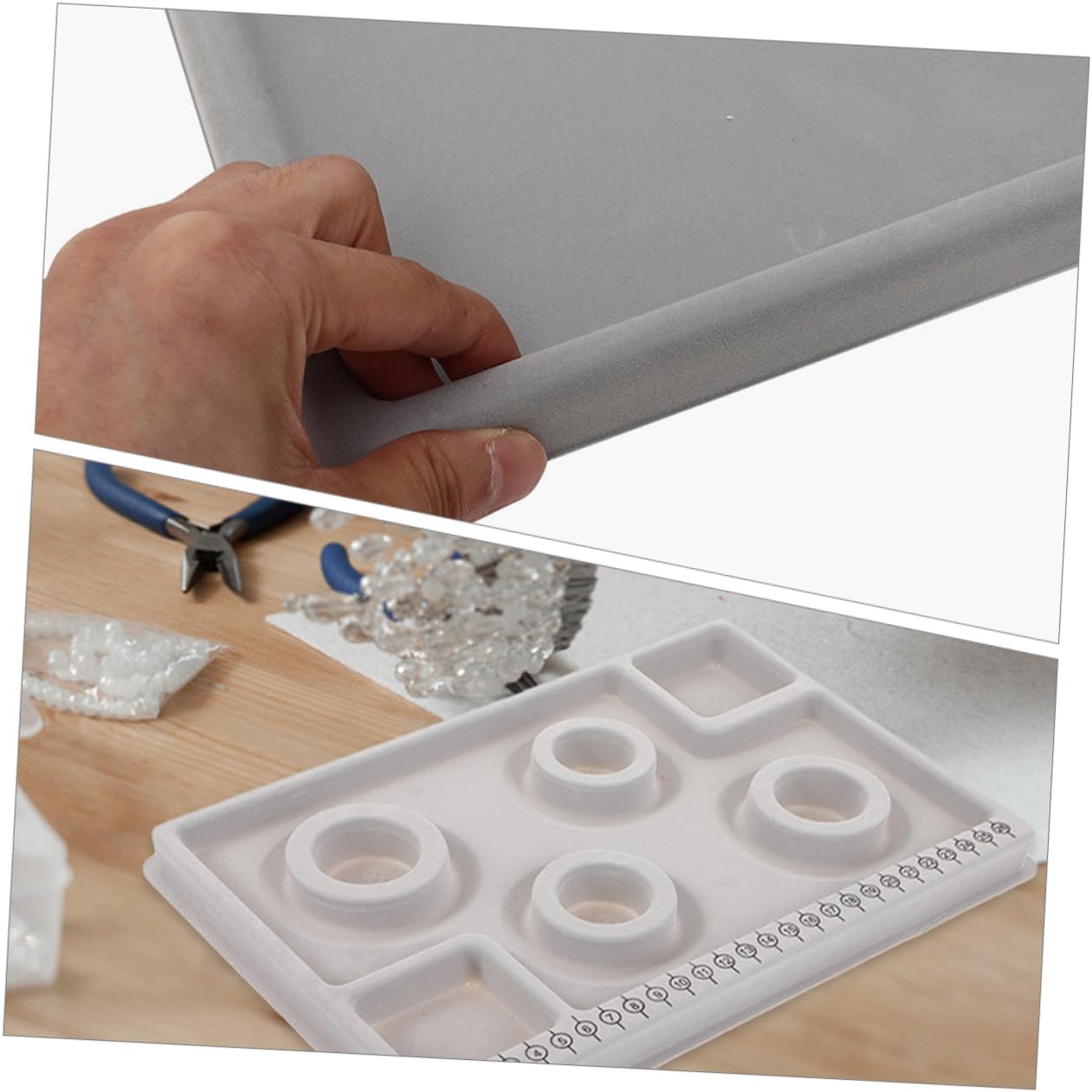 HOMSFOU 2Pcs Bead Design Board for Jewelry Making Bead Mat Tray Adjustable Sections for DIY Bracelets and Necklaces for Beading Supplies and Craft Projects