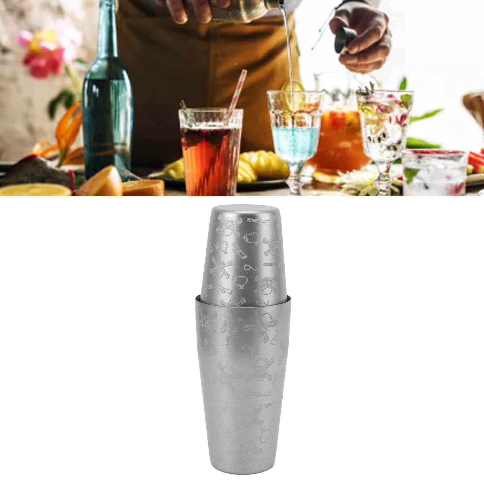 Cóctel Shaker Acero inoxidable Profesional de acero Profesional Conjunto de camareras de bebidas para bebidas para el bar de casa Cocktail Hacer fiestas Eventos al aire libre 304 (Patrón de hoja con