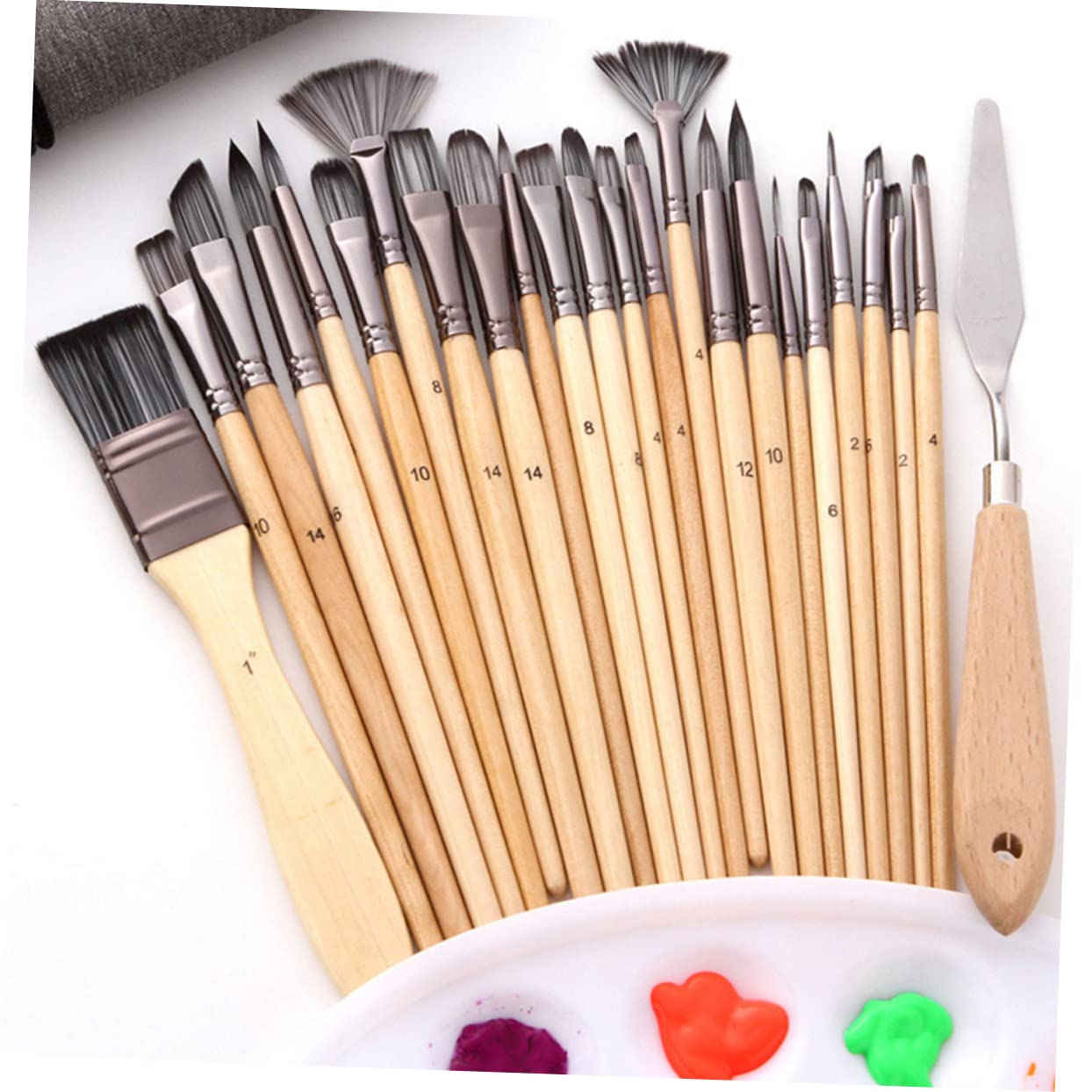 Ensemble de Pinceaux D’Art 24 Pièces pour Artistes, Poils Nylon