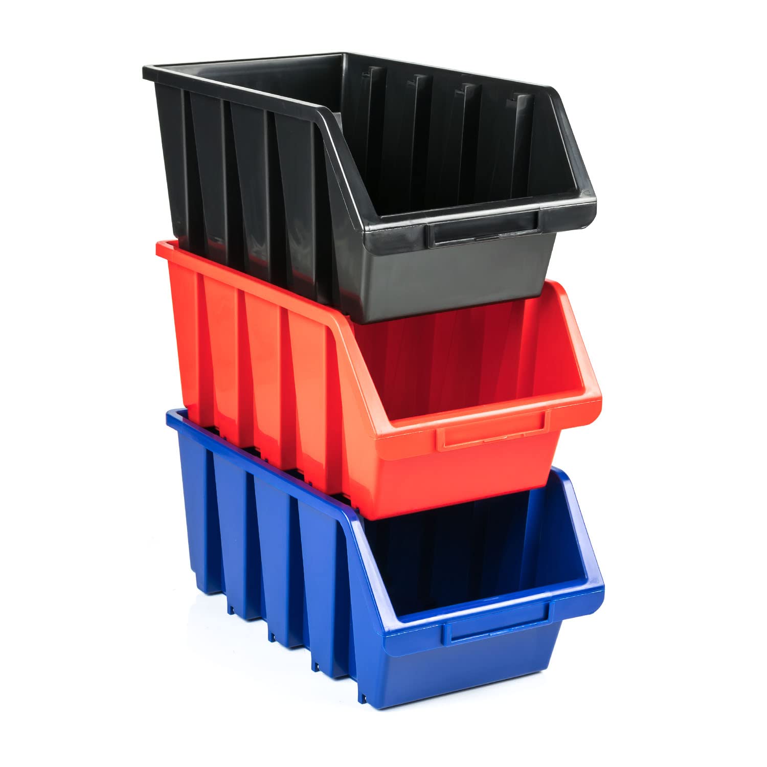 botle 5 cajas clasificadoras para taller, cajas apilables, caja de almacenamiento, caja de almacenamiento, color rojo, 34 x 20 x 15,5 cm, caja clasificadora de plástico