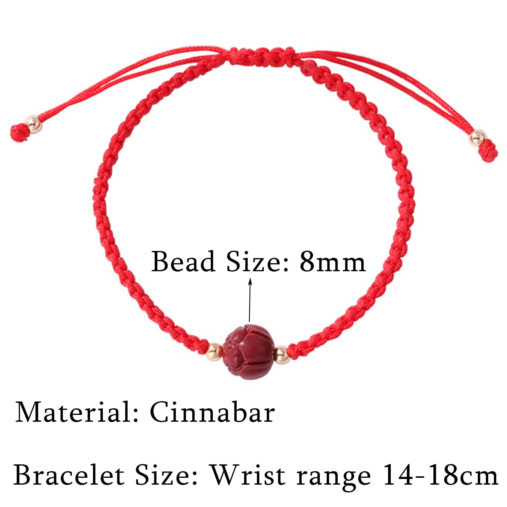 2 Pulseras Feng Shui con Piedra de Cristal de cinabrio, Cuentas de Loto talladas, Pulsera de Hilo Rojo, Pulsera Budista Hecha a Mano, Amuleto Ajustable de Buena Suerte, Mujeres, Hombres, Rojo, una