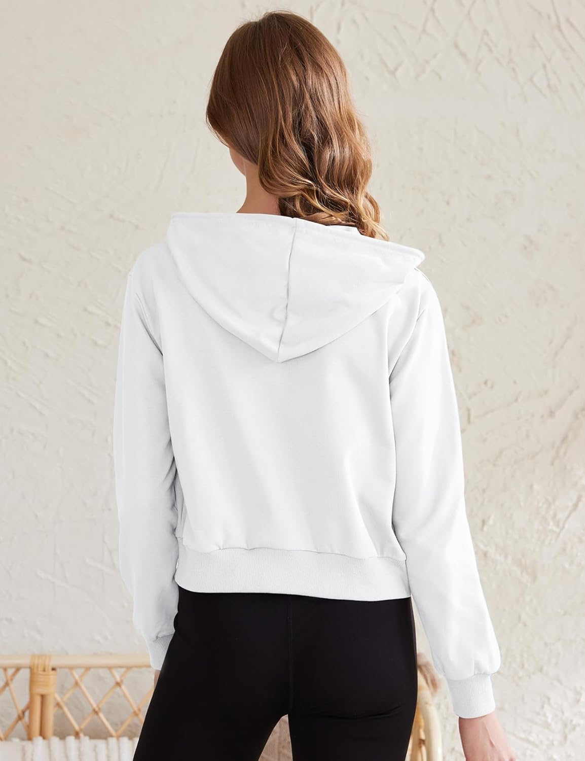 Yimoon Zip Up Hoodie Women Cropped Casual Sweatshirts Workout Long Sleeve Drawstring Hooded Jacket Crop Tops - Image 4