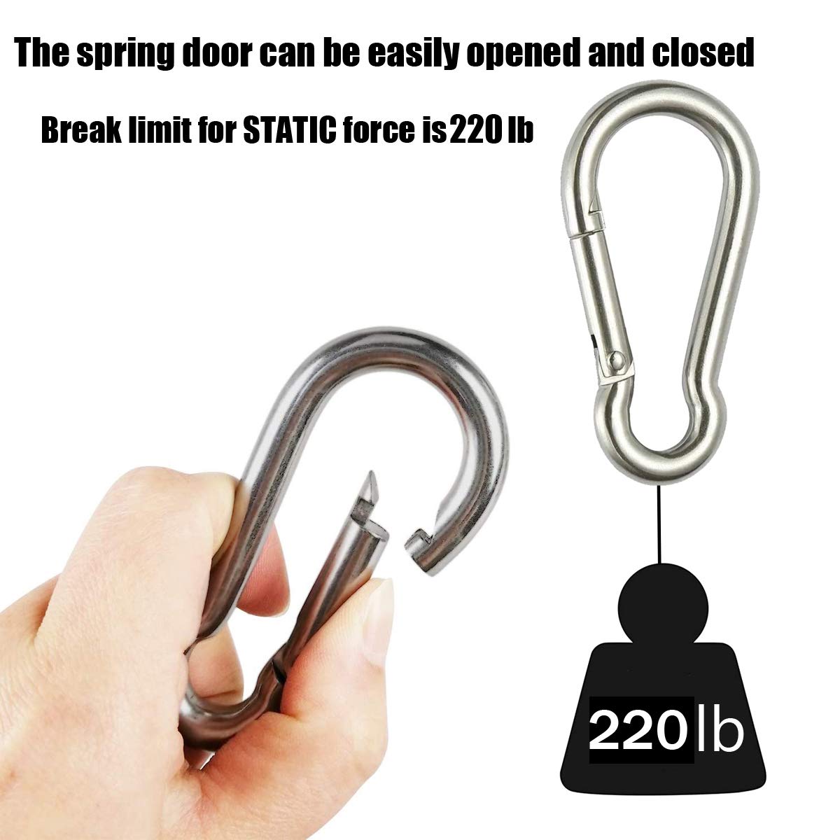15 Pack 304 Stainless Steel Spring Snap Hooks (2.36") - Carabiner Clips For Camping, Keys
