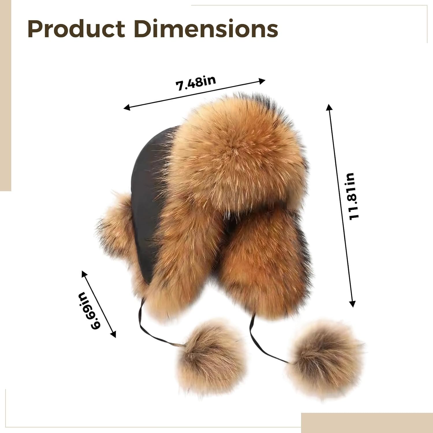 Women's Ushanka Hat, Real Raccoon Trapper Hat, Sheepskin Top, Winter Earflaps with Pompoms, A Thoughtful Present for Her