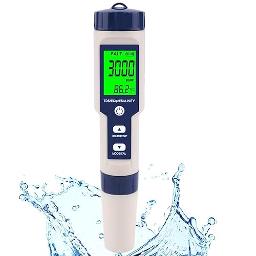 Medidor de sal de piscina y medidor de pH, medidor digital de salinidad y probador de pH para acuario y piscina de agua salada, medidor de salinidad