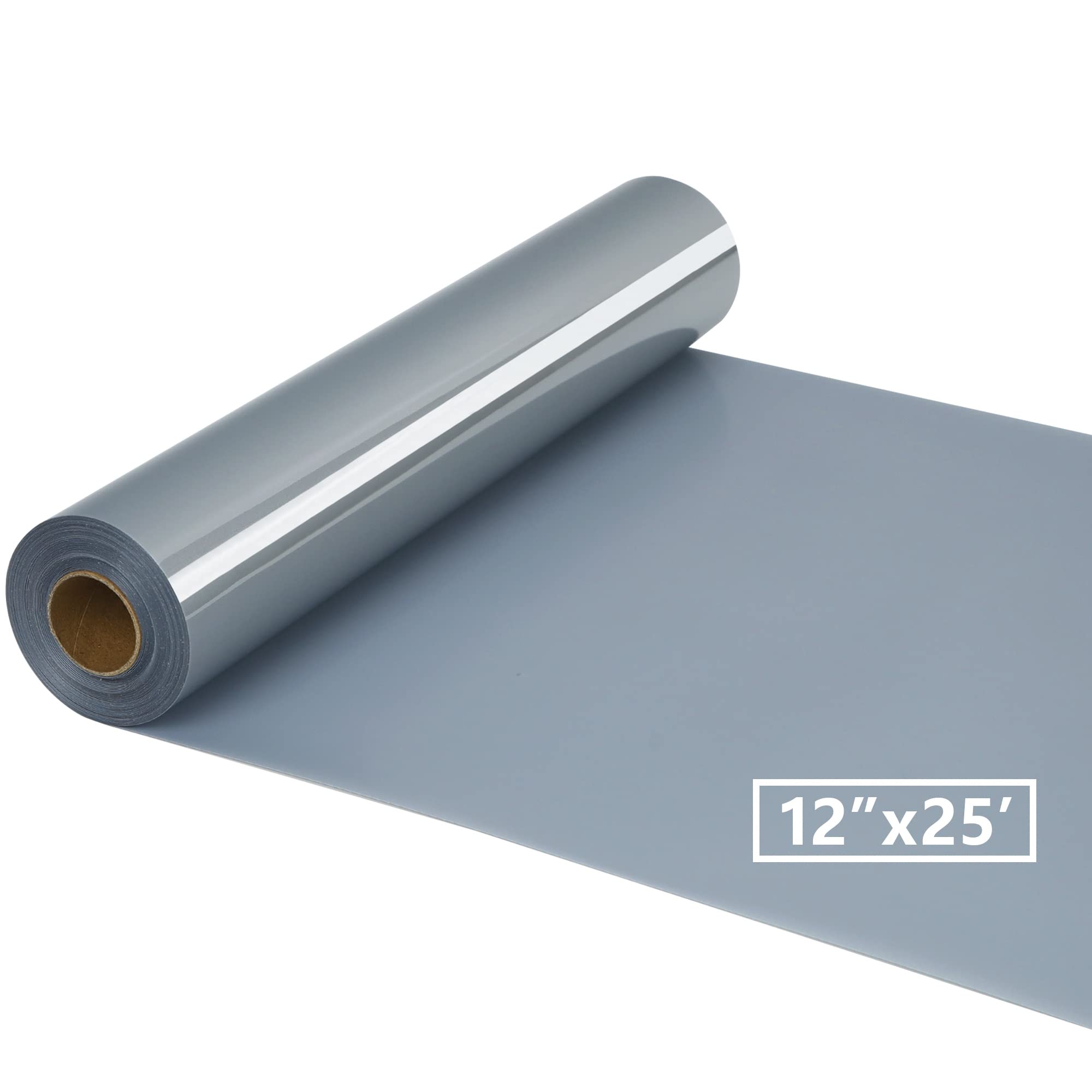 HTVVETUR HTV Iron on Vinyl 12Inch by 25ft Roll, Silver Heat Transfer Vinyl
