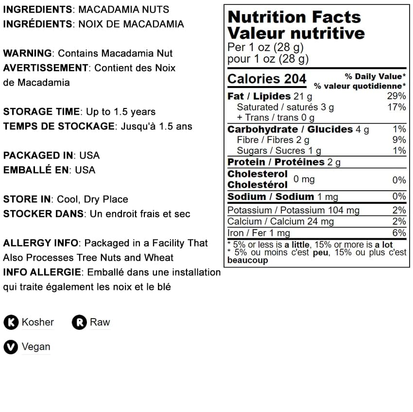 Miniatura 4 de Mitades y piezas de nueces de macadamia, 2 libras  verificadas sin OMG, crudas, sin sal, kosher, veganas, a granel. Bocadillo keto. Buena fuente de
