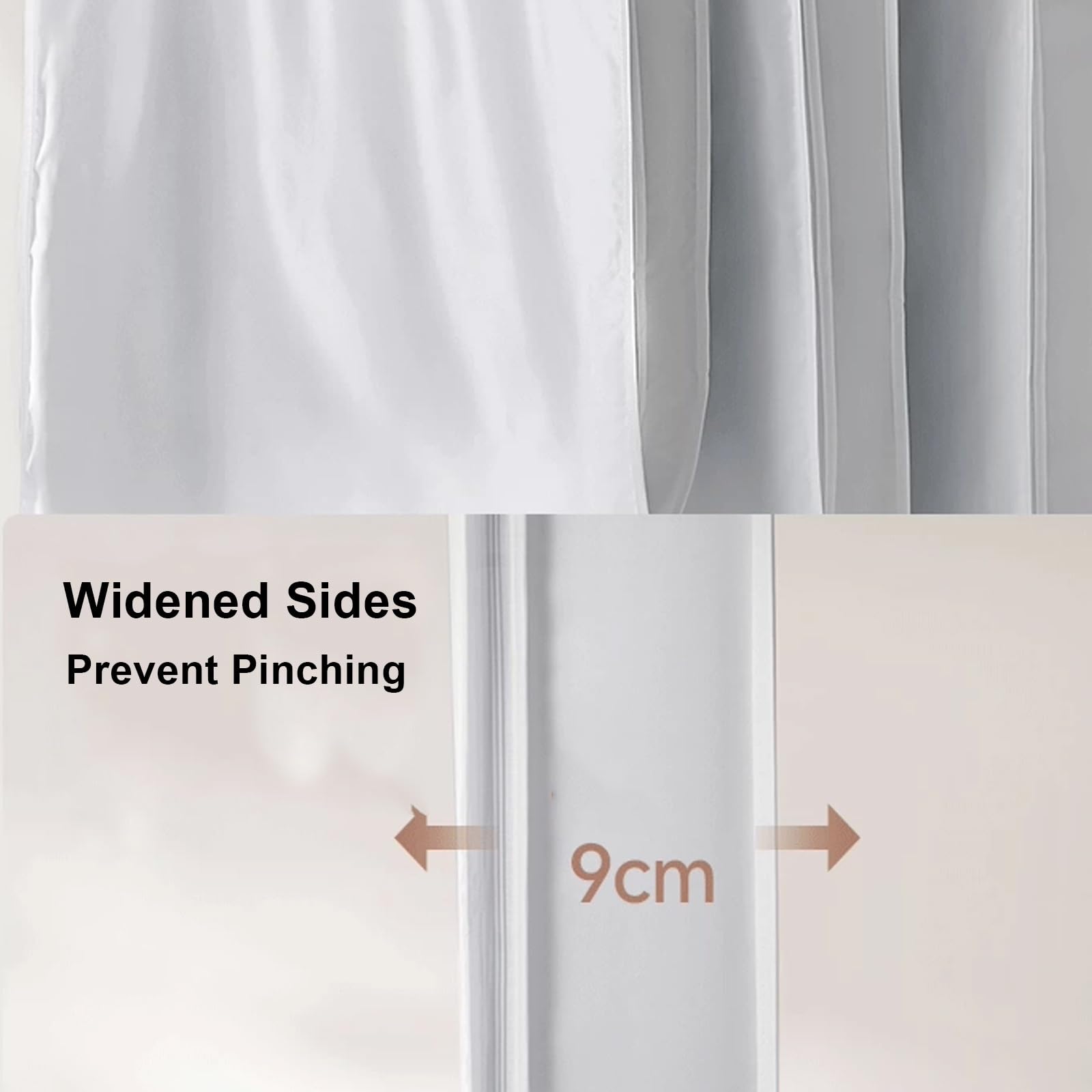 Fundas Ropa Armario, Bolsas para Guardar Ropa Fabricadas Satén Lavable Ventana Transparente, Adecuado para Prendas Transpirables(White,58/*9 * 110cm/23 * 3 * 43in)