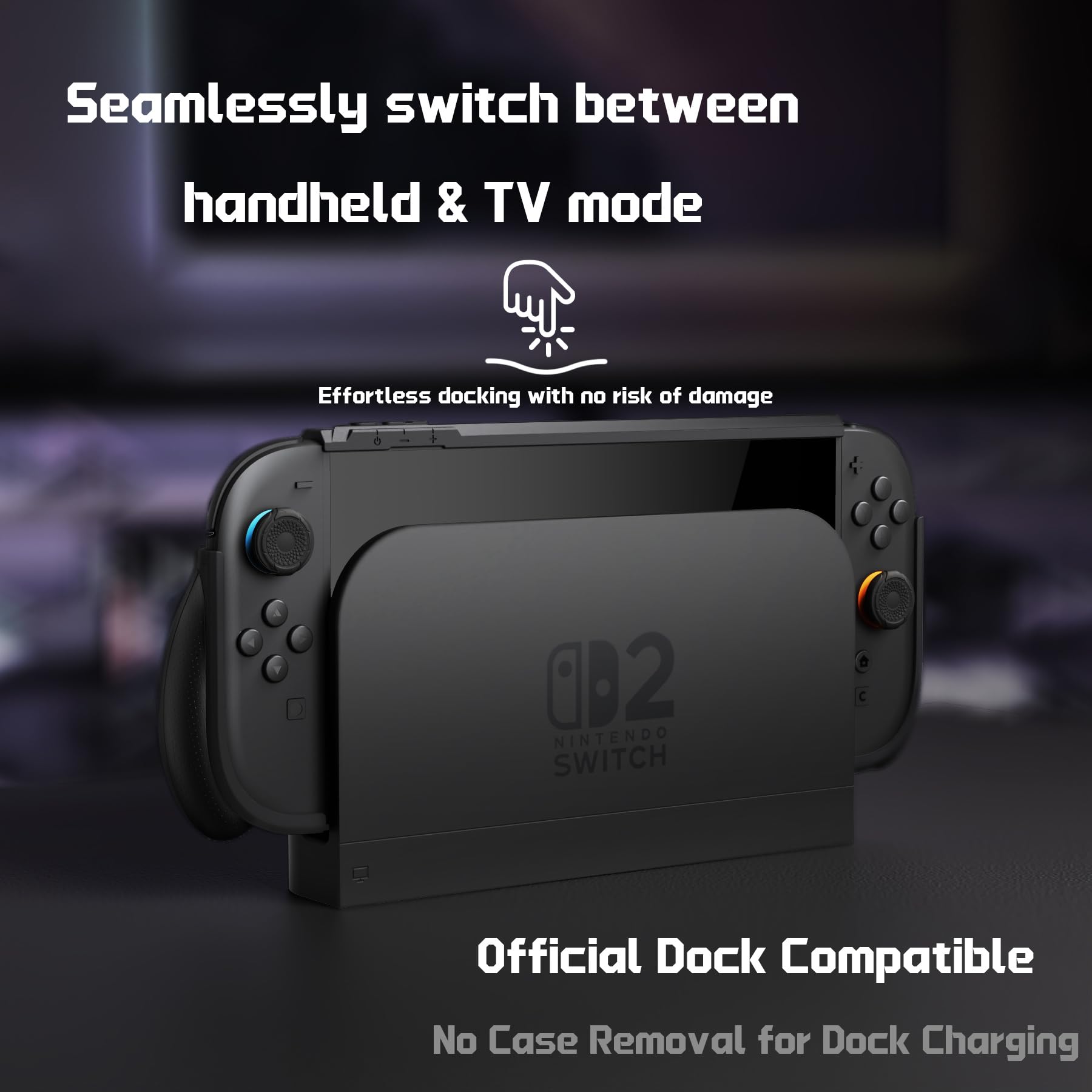 playvital Beyond-Grip Cover per Nintendo Switch 2 Custodia Protettiva Dockable, 2 Set Grip Ergonomico Intercambiabile&Copri Analogici per Joycon 2, Accessori per Switch 2 Console, Nero
