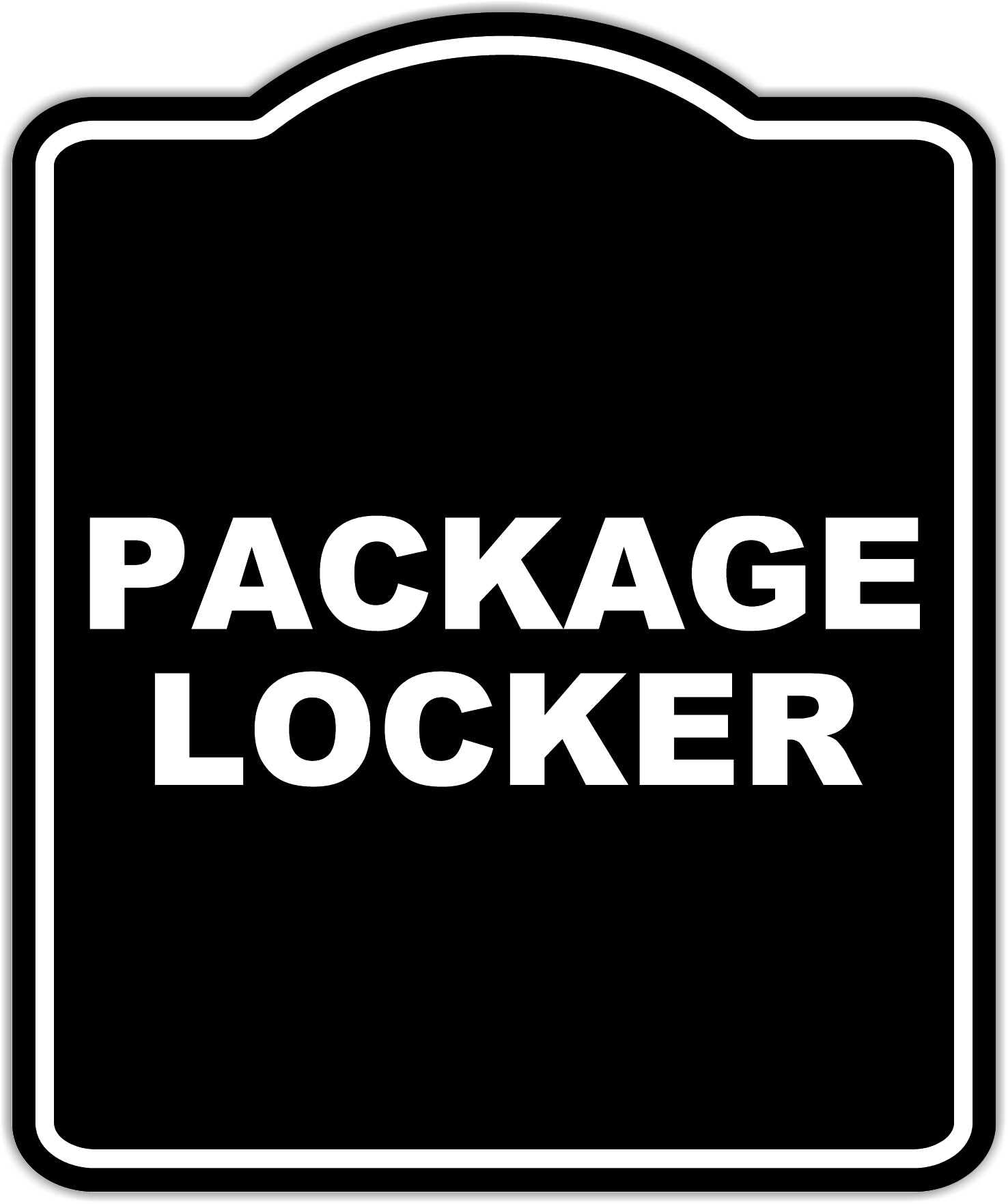 PACKAGE LOCKER BLACK Minimalist Aluminum Composite Sign 8.5 x 10 inches