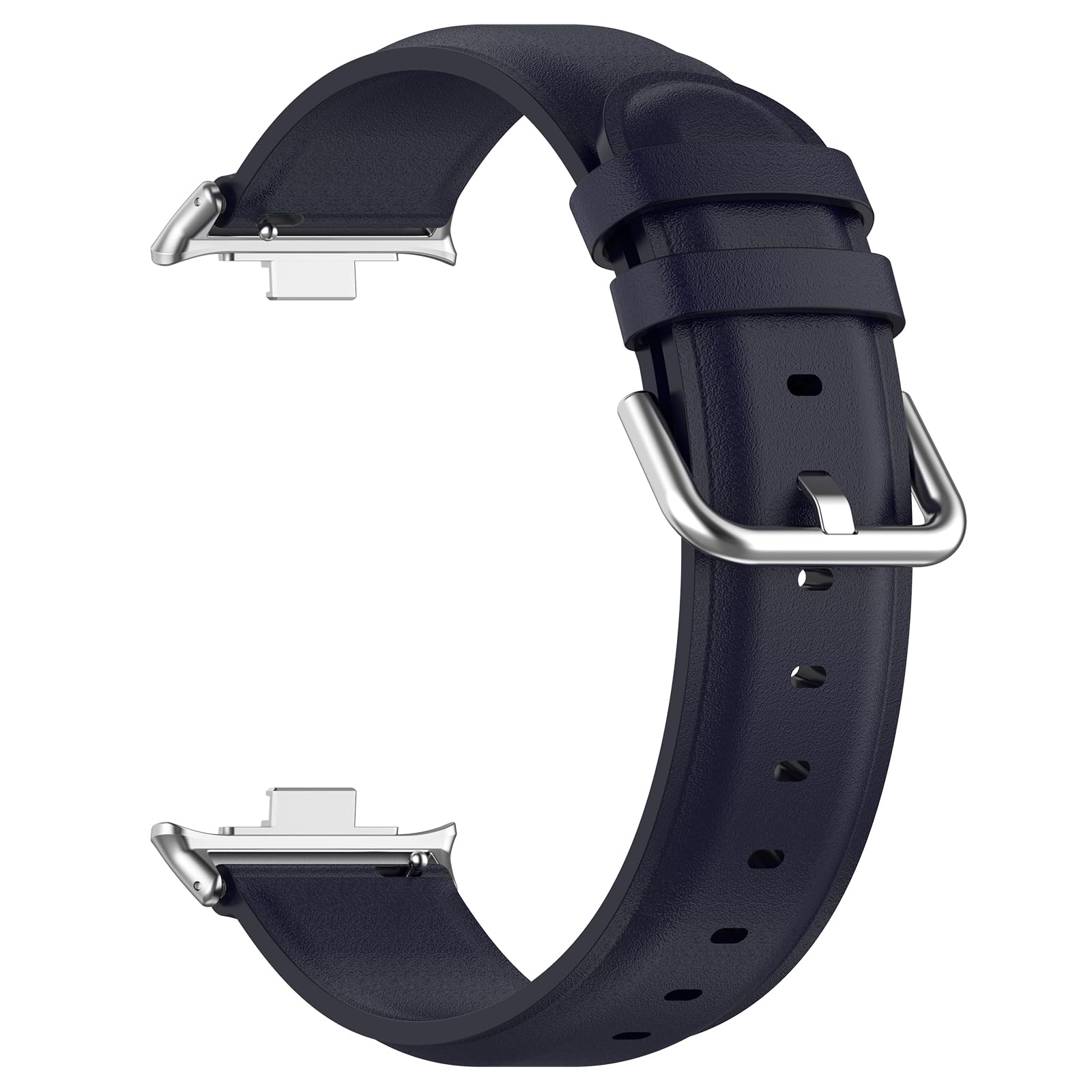 Leather Strap Compatible with Xiaomi Smart Band 9 Pro Strap for Women Men, Soft Breathable Leather Sport Wristband Metal Buckle Clasp Bracelet Replacement Strap (Dark blue)