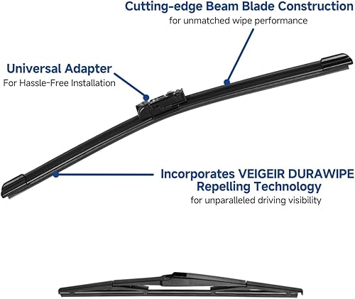 Vista 64 de Paquete de 3 limpiaparabrisas compatibles con Toyota RAV4 2019-2022, limpiaparabrisas delantero y trasero, juego de cuchillas de repuesto para mi