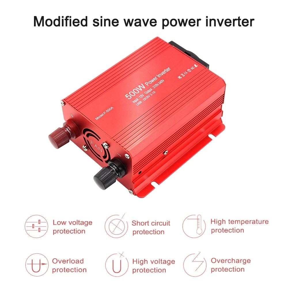 Convertidor Inversor Corriente Inversor De Potencia Inteligente para Coche con Pantalla Digital Única De 12 V A 220 V 500 W