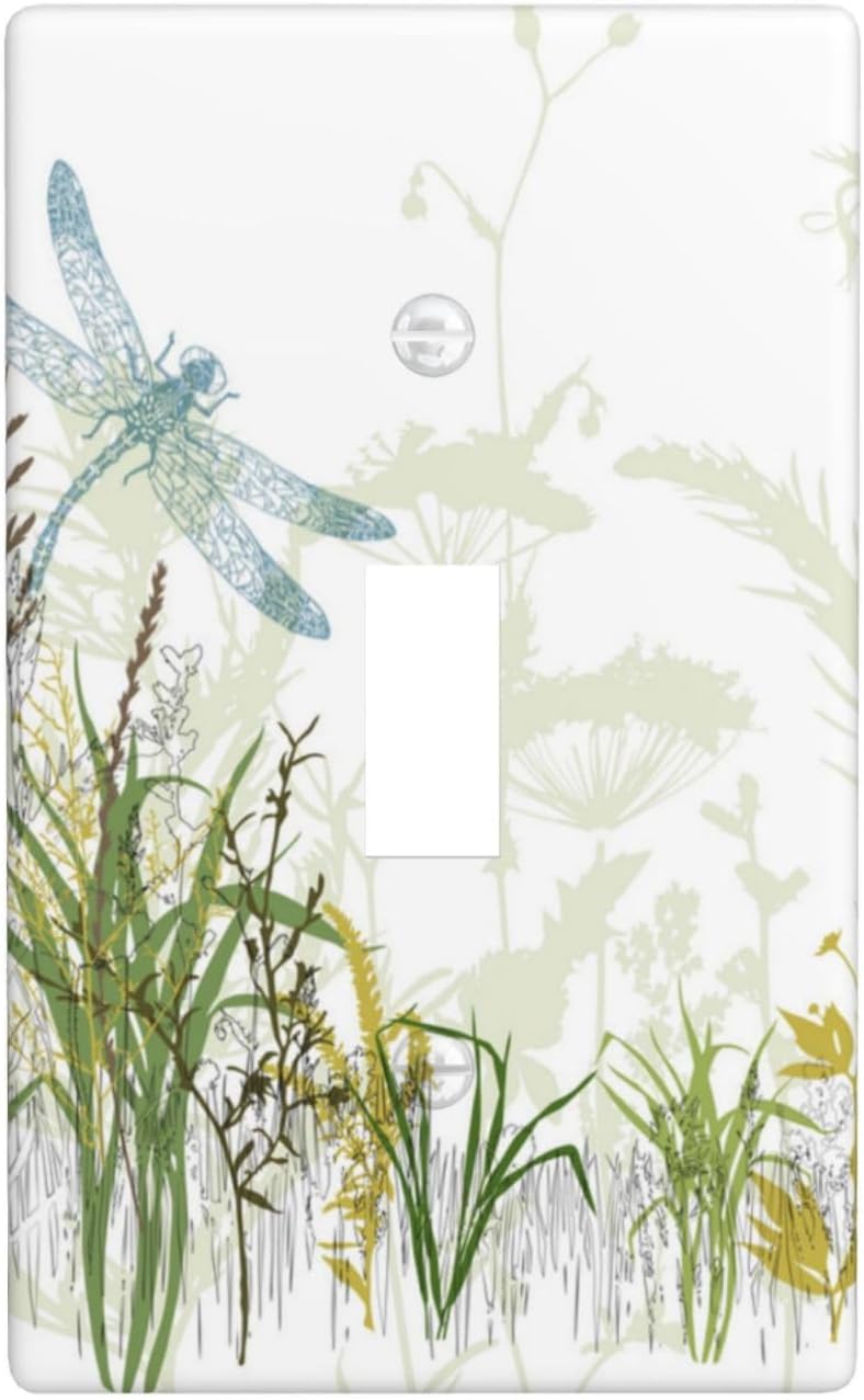 Wild Flower Dragonfly 1 Gang Toggle Light Switch Cover Plates Decorative Electric Outlet Covers Decorator Wall Switch Plate Receptacle Plug Covers 4.5 * 2.76 Inches
