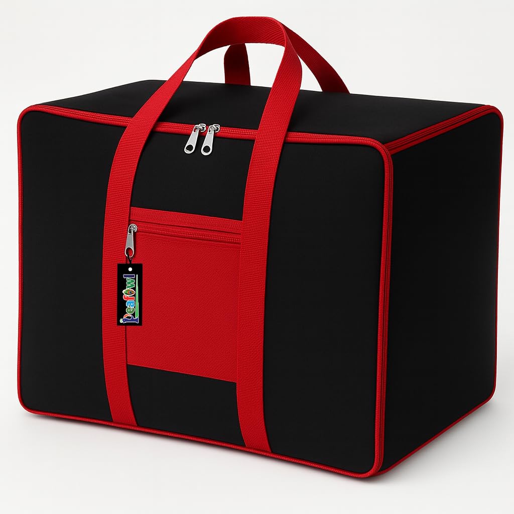 Peafowl Large Nylon Underbed Storage Bag for Clothes, Blankets, Saree, Red and Black, Household Organization (Pack of 1)-picture-12
