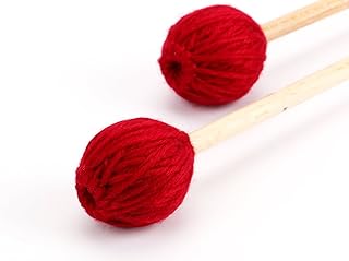 Foraineam Medium Keyboard Marimba Mallets With Maple Handle and Wine Red Yarn Head