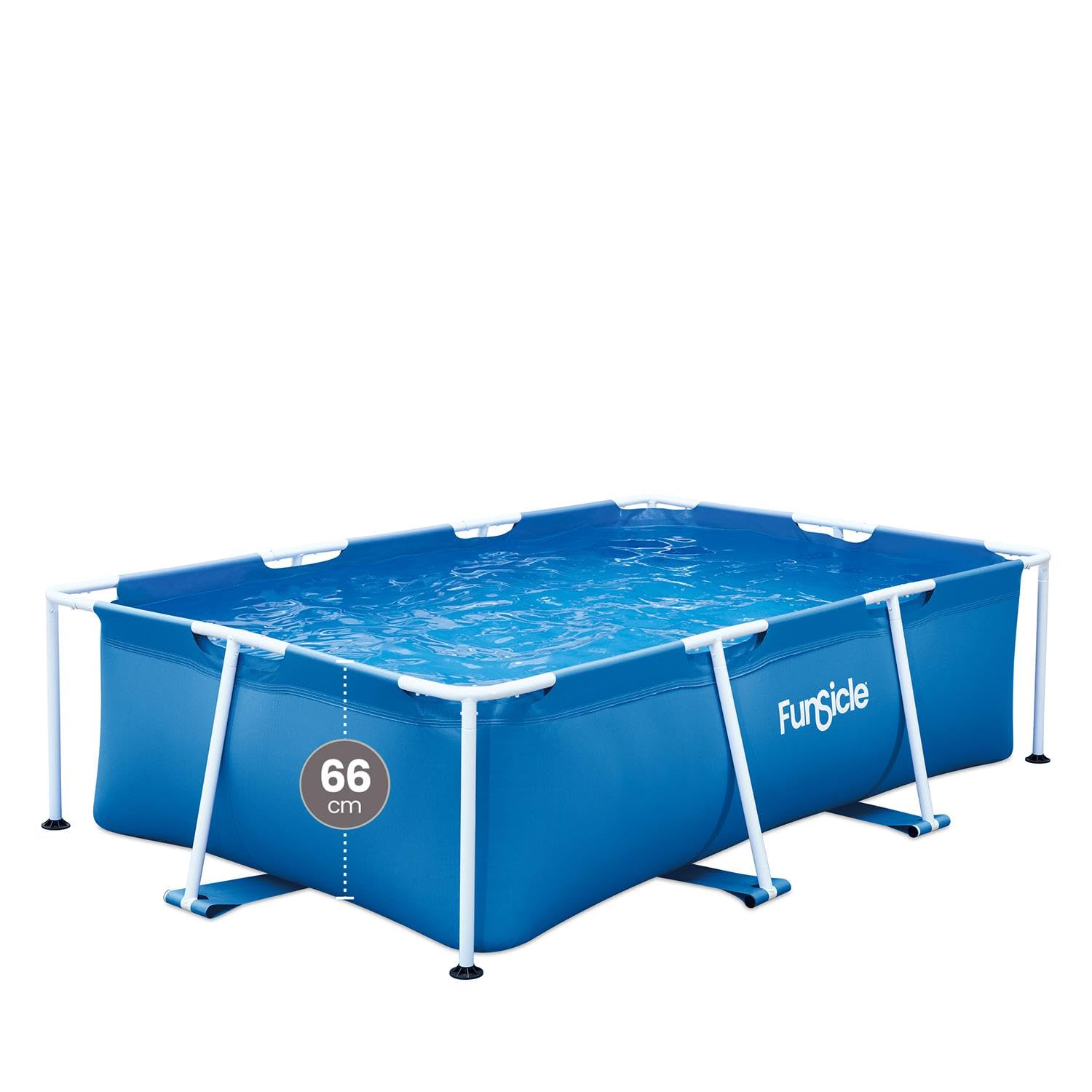 Funsicle 8.5 x 5.25 Foot 26 Inch Deep Rectangular Small Metal Frame Above Ground Family Backyard Swimming Pool, 102.5 x 63 x 26 inches - Blue, 8.5 Feet