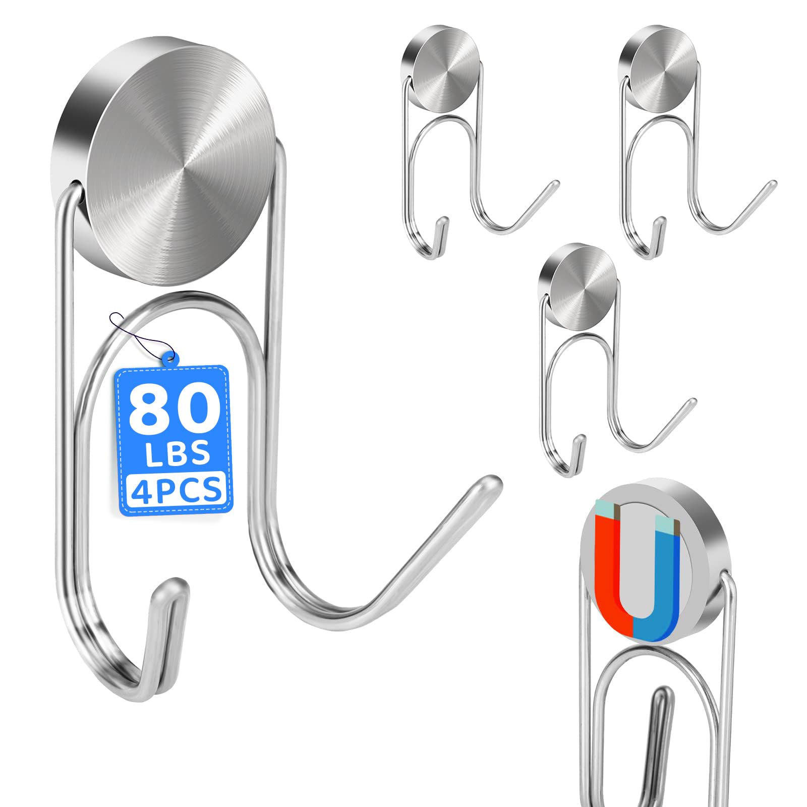 Buelkmag Magnetic Hooks 80Lbs+ 2026 Cruise Essentials Magnet Hook Heavy Duty Magnets Hanging Hooks for Refrigerator Grill Toolbox Cabins Outdoor 4