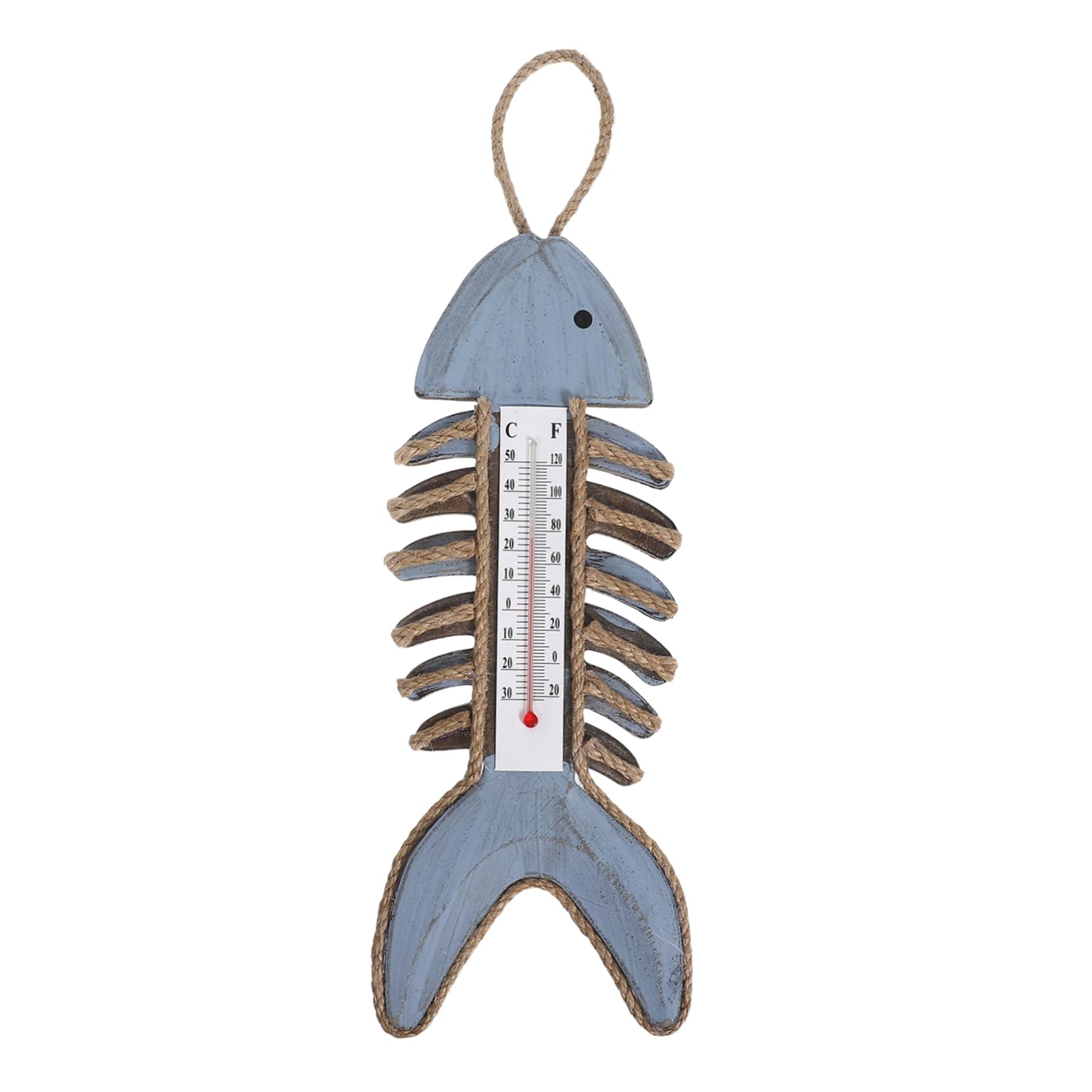 Sosoport Wall Hanging Thermometer: Fish Bone Thermometer Wall Mounted Temperature Gauge for Indoor Outdoor Home Garden Office Decoration