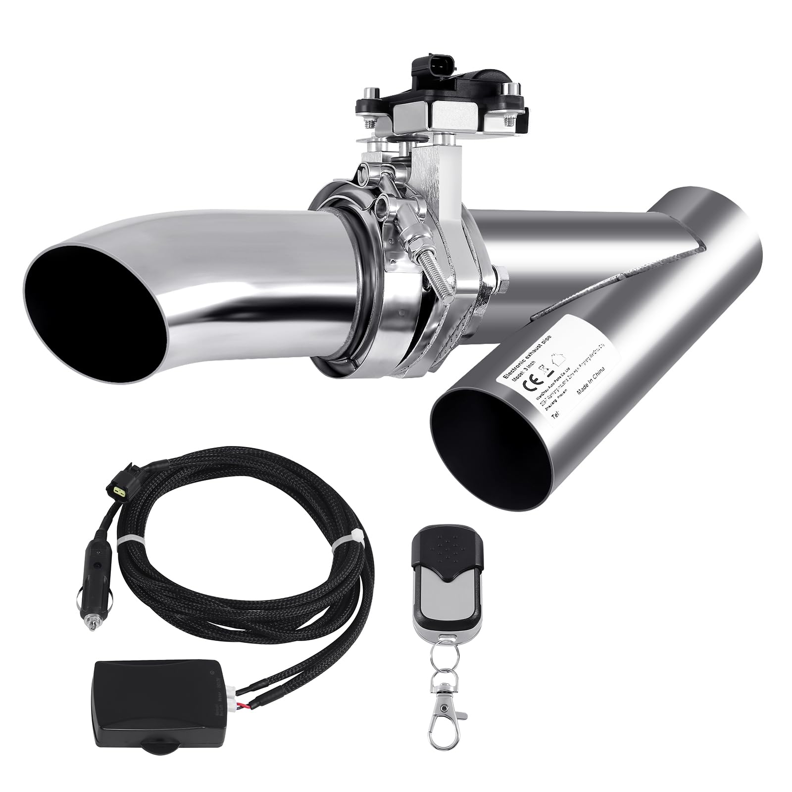 Kit de silenciador de escape eléctrico de 3" 76mm, sistema de interruptor de válvula de acero inoxidable con control remoto