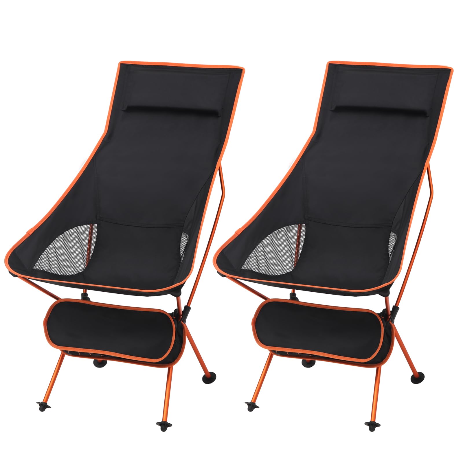 WOLTU 2er Set Klappstühle Campingstuhl Anglersessel faltbar Camping Stuhl, Outdoorstuhl bis 140KG, Faltstuhl Ultraleichter Kleiner Schwarz+Orange