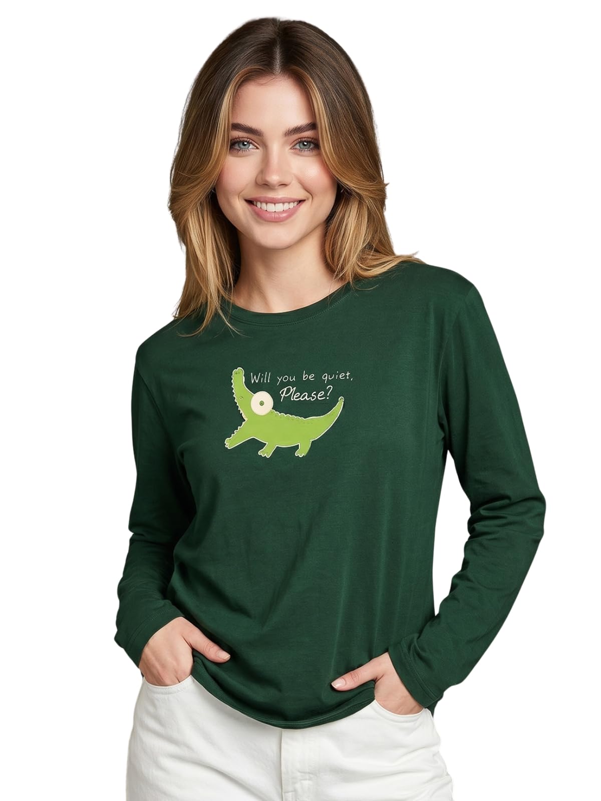 juneberry Pure Cotton Round Neck Regular Fit Printed Full Sleeve T-Shirt for Women (Sizes S–2XL)-picture-12