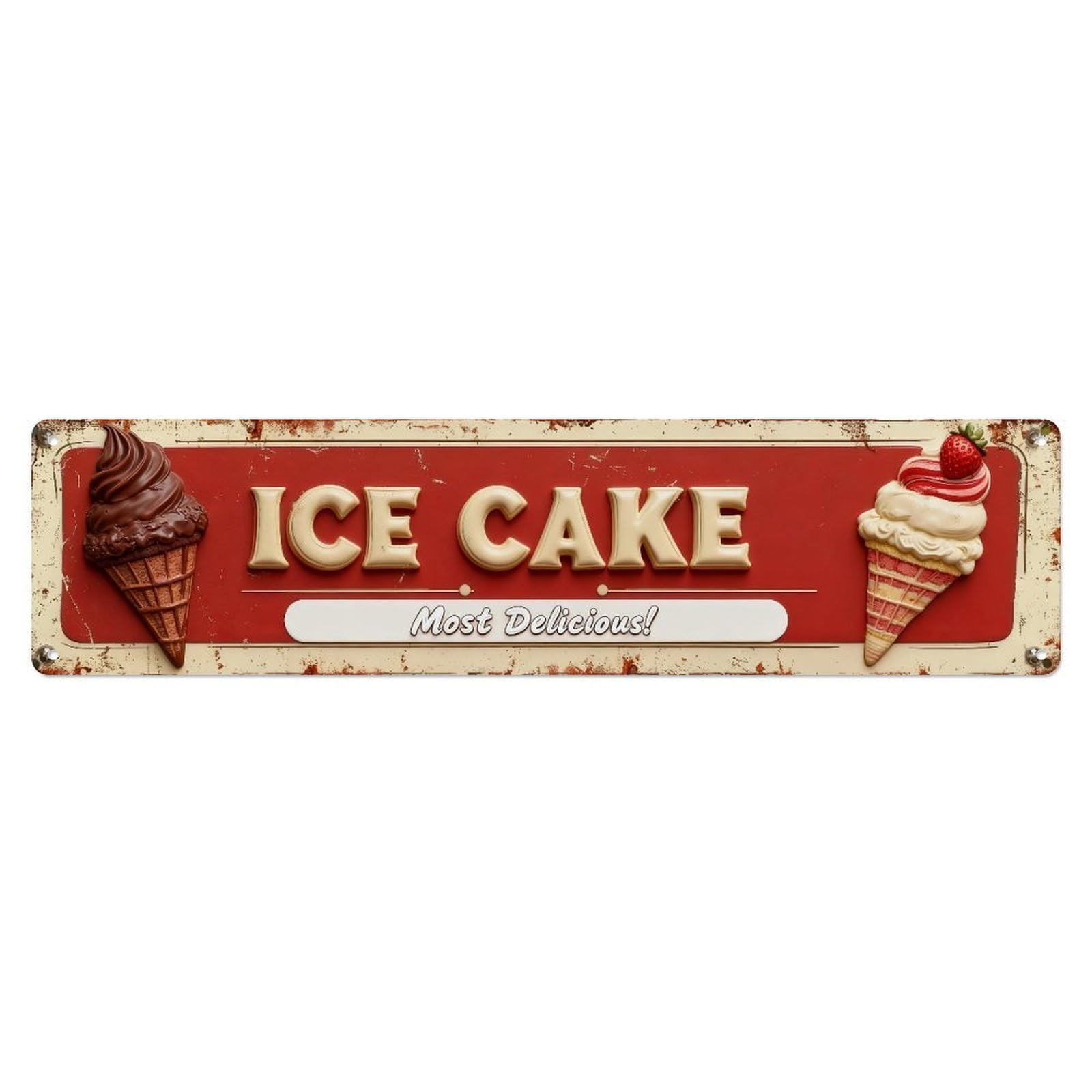 Ice Cream Cone Pattern_3 Metal Tin Sign Plaque
