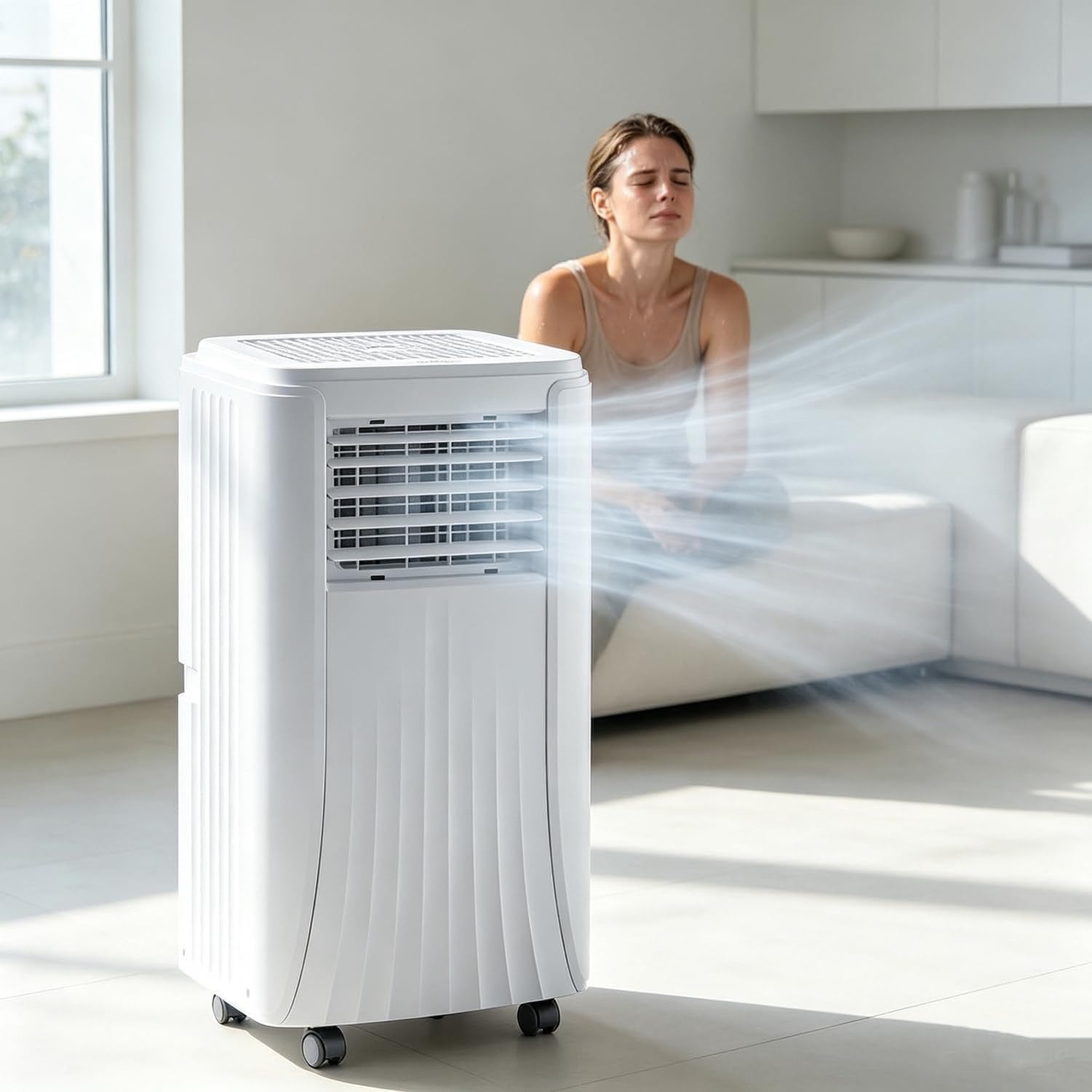 Aire Acondicionado Portátil 12000 BTU 4 en 1 con Enfriamiento, Deshumidificación y Ventilación, Unidad AC Silenciosa para Dormitorio, Hogar y Oficina, Kit de Ve, 9000btu