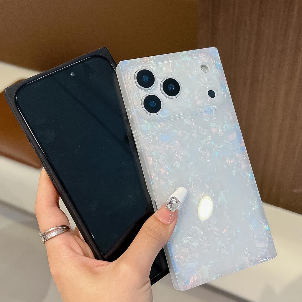 Cute Compatible with iPhone 17 Pro Max Case 6.9Inch,Sparkle Luxury Glitter Colorful Shell Rectangle Cases for Women,Girly Bling Slim Soft TPU Shockproof Protective Cover(Colorful Shell) - Image 3