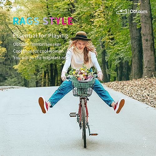 Obtaom Women Platform Canvas Sneakers White Comfort Play Fashion Sneakers Casual Lift Platform Lace Up Shoes Cute Low Top Walking Shoes for Lady(Red,US9)