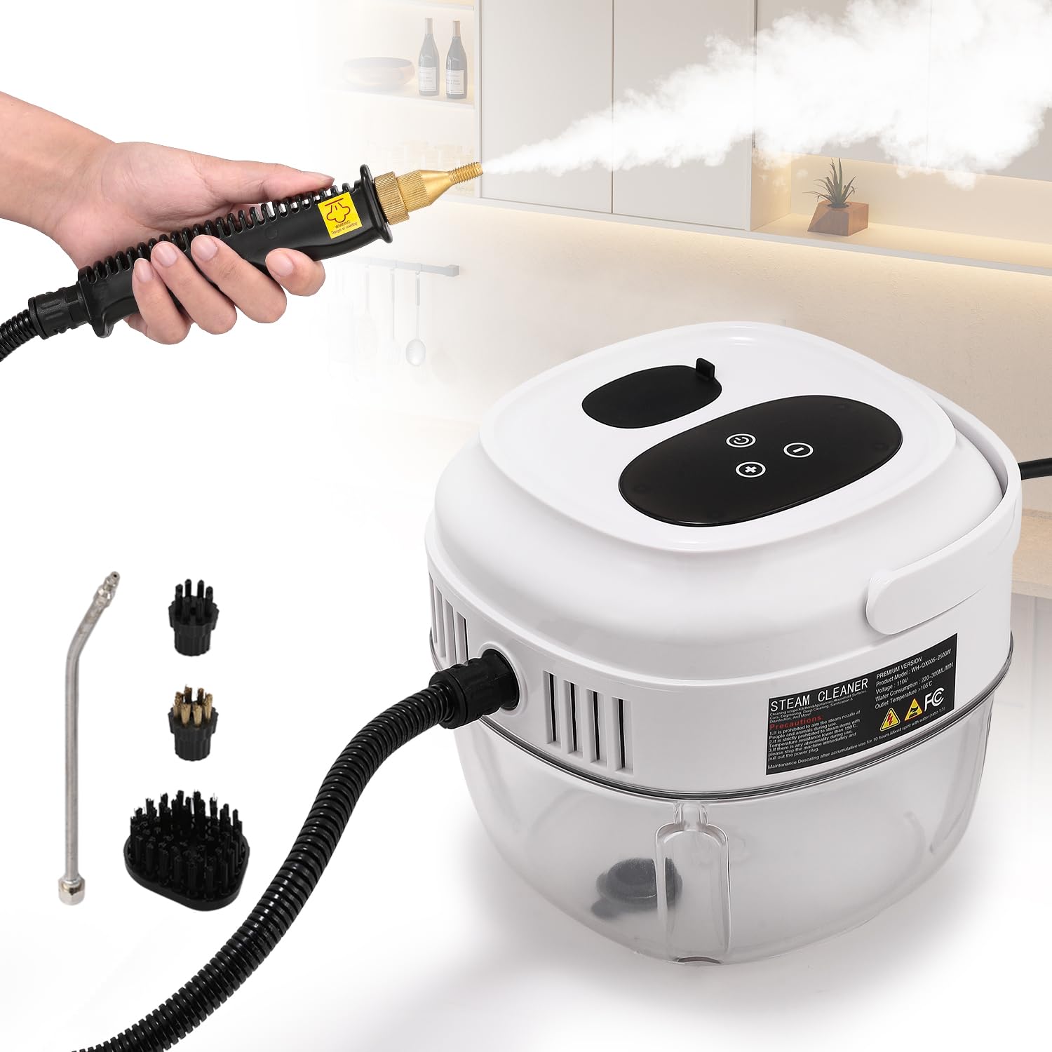 Handheld Steam Cleaner Touch Panel 2500W High Pressure Steamer for Cleaning Grout Tile Portable Steamer for Car Auto