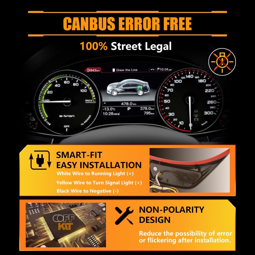 Sequential Front Fender LED Side Marker Lights for 2018-2025 Wrangler JL JLU & 2020-2025 Gladiator JT, Smoked Lens Amber Blinker Turn Signal Lights & White Day Running Lamps, 2 PCS